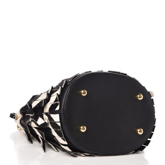 Burberry  Crossbody Calf Hair Zebra Print Small Bucket Bag Black White - Picture 2 of 7